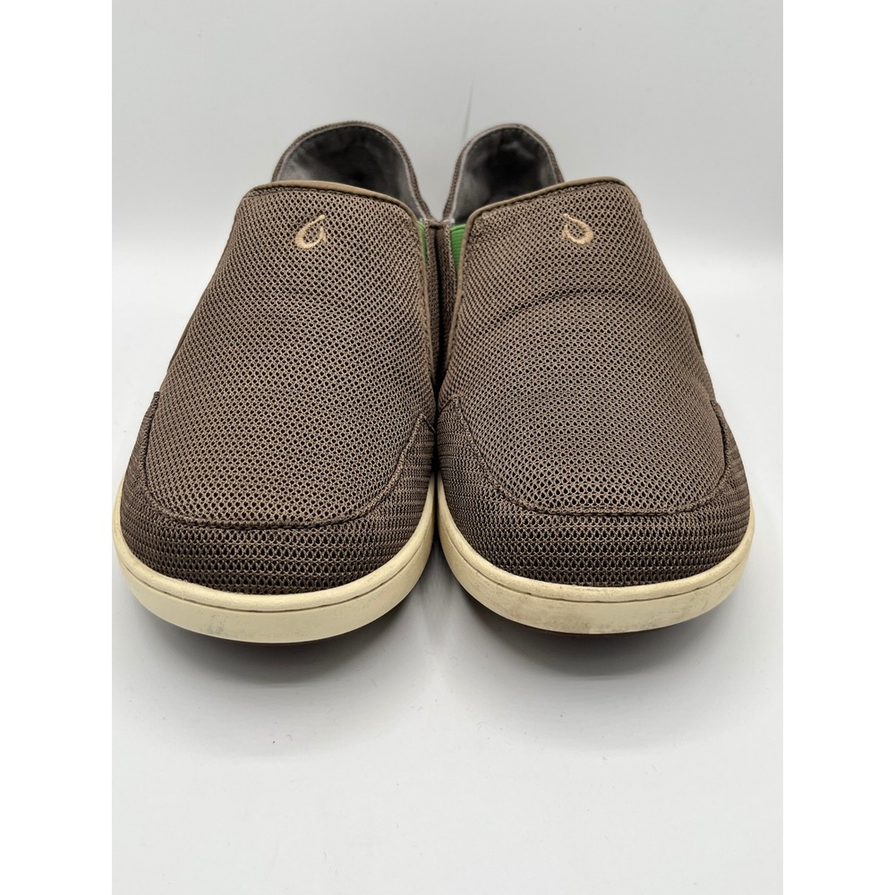 OluKai Nohea Mesh Mens Slip On Shoes Brown Dark Wood Mustang 10188-13AP Size 8.5